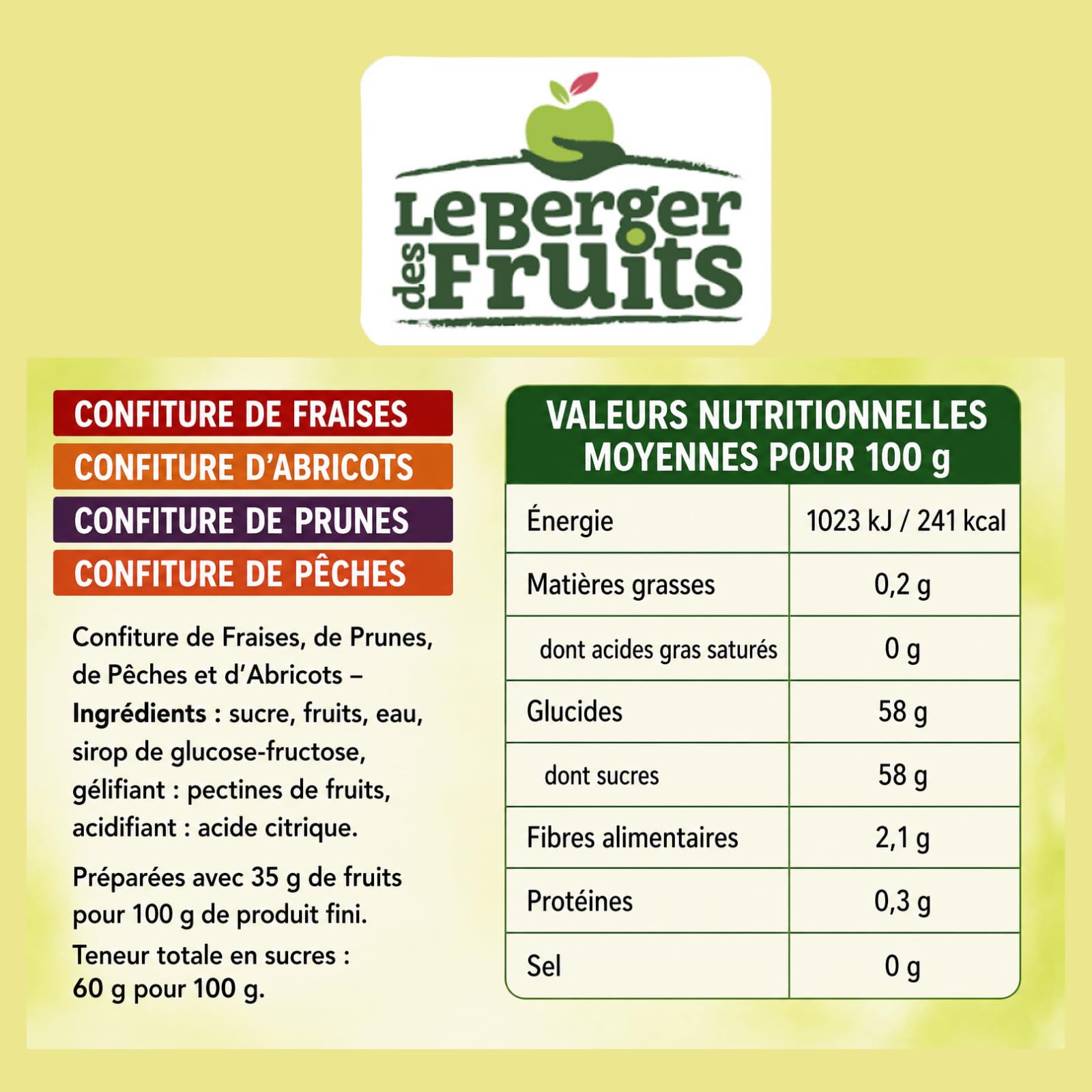 60 Barquettes LE BERGER DES FRUITS/NUT/LUNE DE MIEL | Assortiment de 12 Miel + 24 Pâtes à tartiner + 24 confitures assorties : Pêche, Fraise, Prune, Abricot en Portions Individuelles