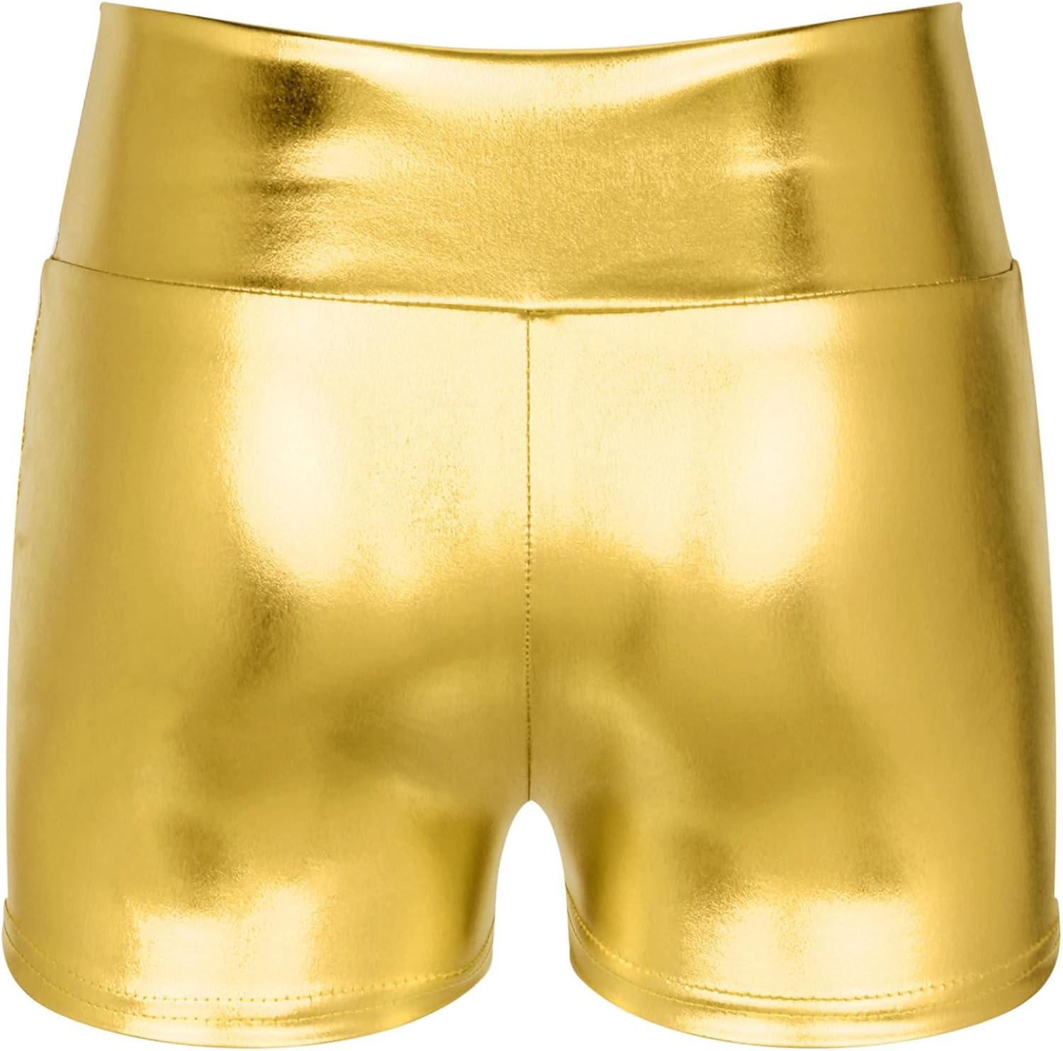 Women's Shiny Metallic High Waisted Rave Shorts Festival Disco Dance Workout Shorts
