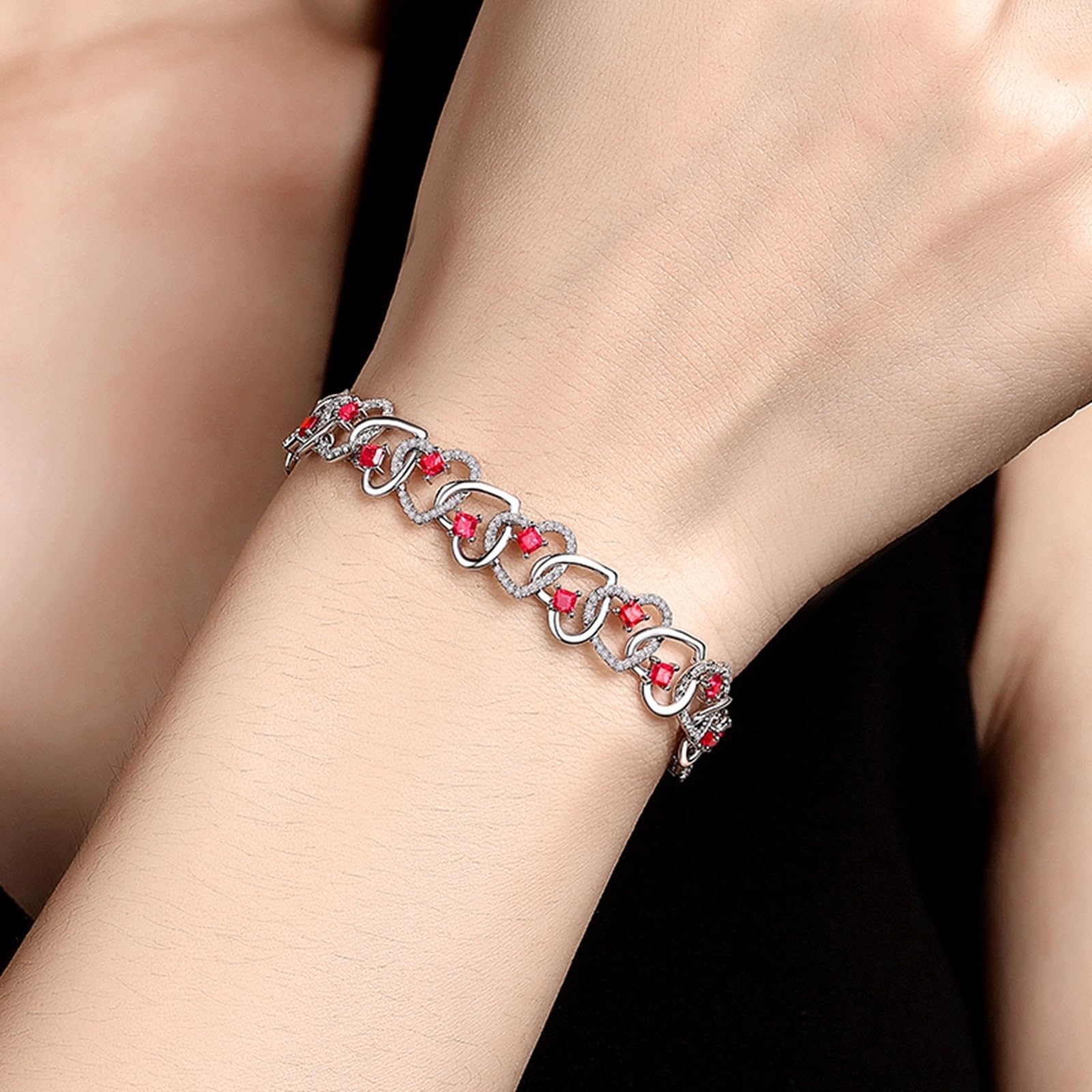 Bransoletka tenisowa dla kobiet białe złoto 9kt/18kt/14kt, rubinowa bransoletka 2,5 ct 6,3 do 19,8 cm długości z diamentem, biżuteria ślubna dla kobiet