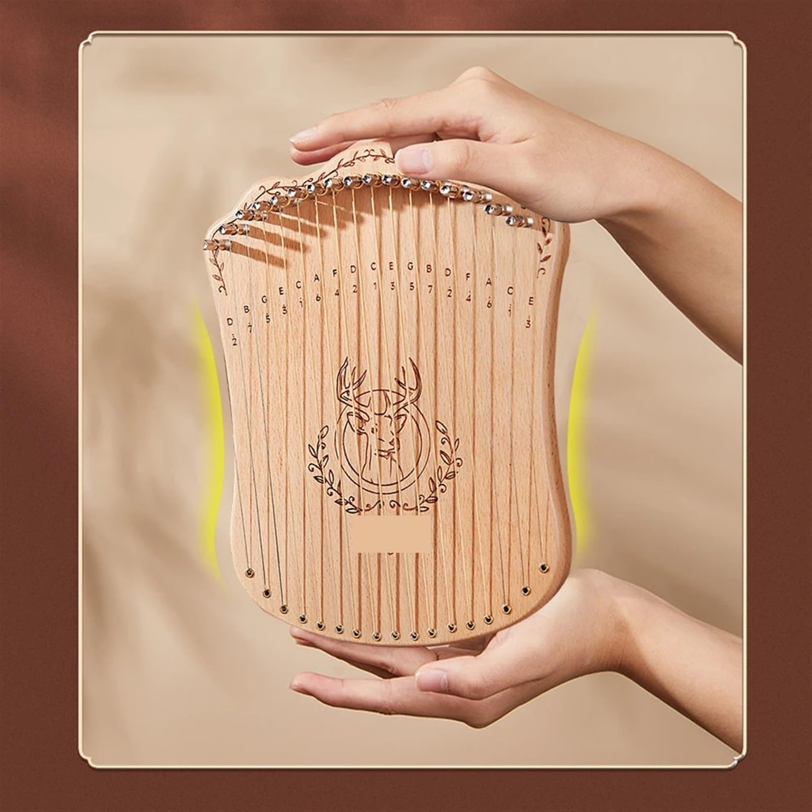17-saitige Lyra-Harfe, tragbares Harfen-Saiten-Musikinstrument aus massivem Buchenholz mit Stimmschlüssel-Picks for Anfänger, Kinder und Erwachsene für Erwachsene/Anfänger(Log color)