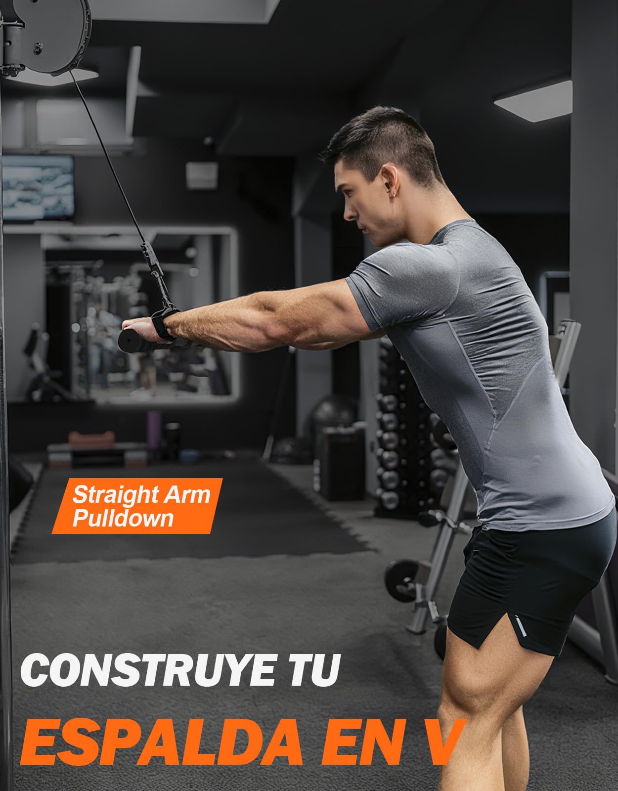 Fitarc Accesorio recto para máquina de cable, barra corta extraíble para bíceps y tríceps para gimnasio en casa