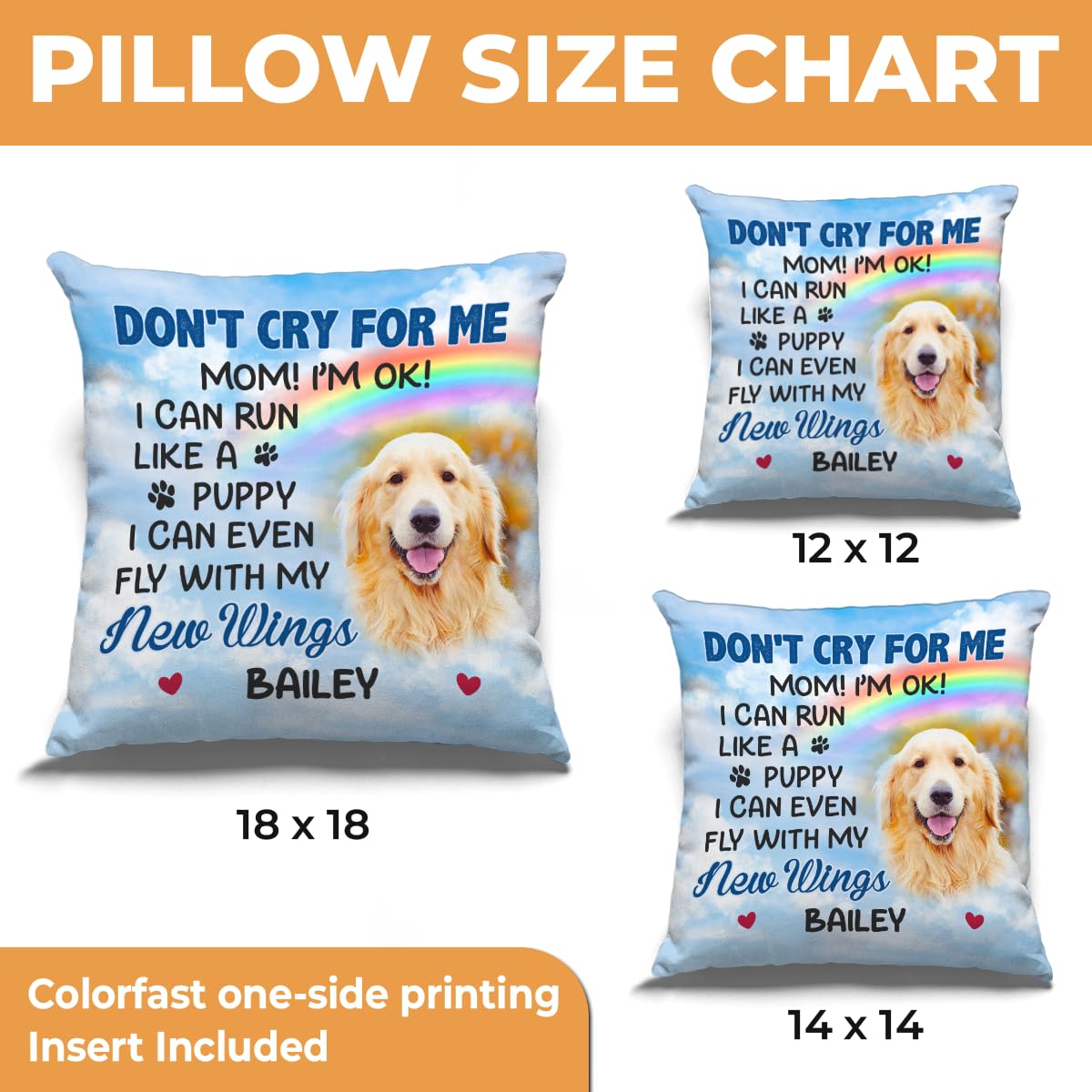 Pawfect House Personalized Dog Pillow (Insert Included) Don't cry for me ... Dog Memorial Gifts for Loss of Dog Sympathy Gift, Pet Memorial Gifts, Pet Loss Gifts, Dog Remembrance Gift