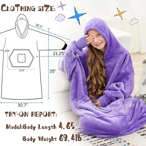 Miniatura 3 de Sudadera de gran tamaño para mujeres y hombres, cálida y acogedora manta de forro polar Sherpa con capucha con bolsillos profundos para adultos y