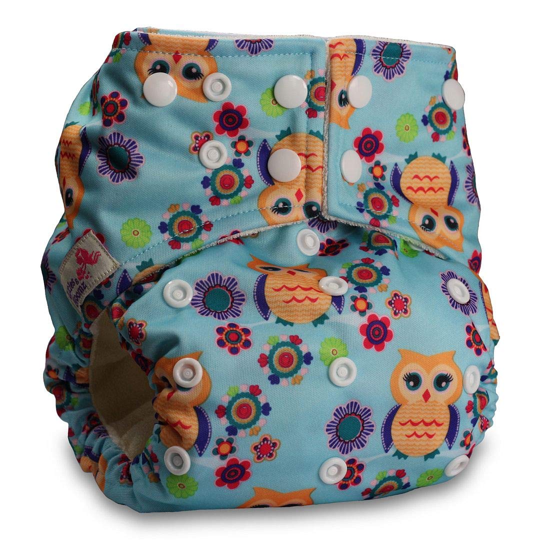 Littles & Bloomz, Baby Cloth Washable Reusable Nappy Pocket Diaper Bamboo, Fastener: Popper, Pattern 24, with 1 Bamboo Charcoal Insert