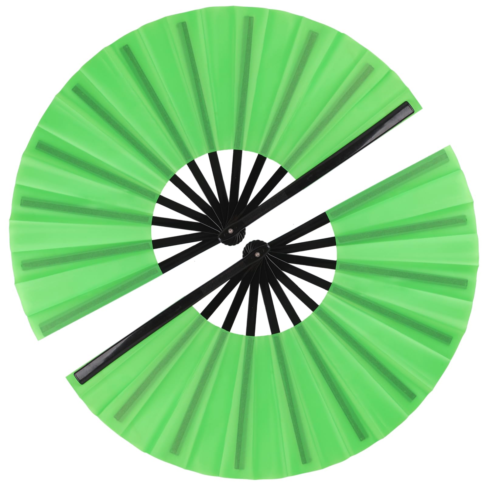 2 Pack Large Folding Hand Fan for Men/Women, Vintage Retro Fabric Fans, Chinese Kung Fu Tai Chi Hand Fan for Festival, Dance, Gift, Performance, Decorations (Green)