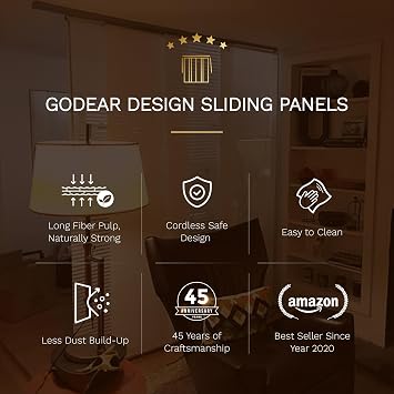 GoDear Design Panel Blinds Dual-Sided White 45.8-86 x 96, Bishop