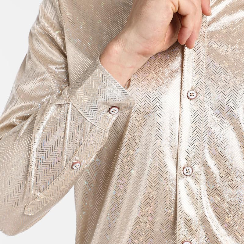Image of CAHOOT Men's Polycotton Abstract-Textu Shirt |Casual-Wear | Spread Collar | Long Sleeve | Button Closure | Shirt Crafted with Comfort Fit for Everyday Wear