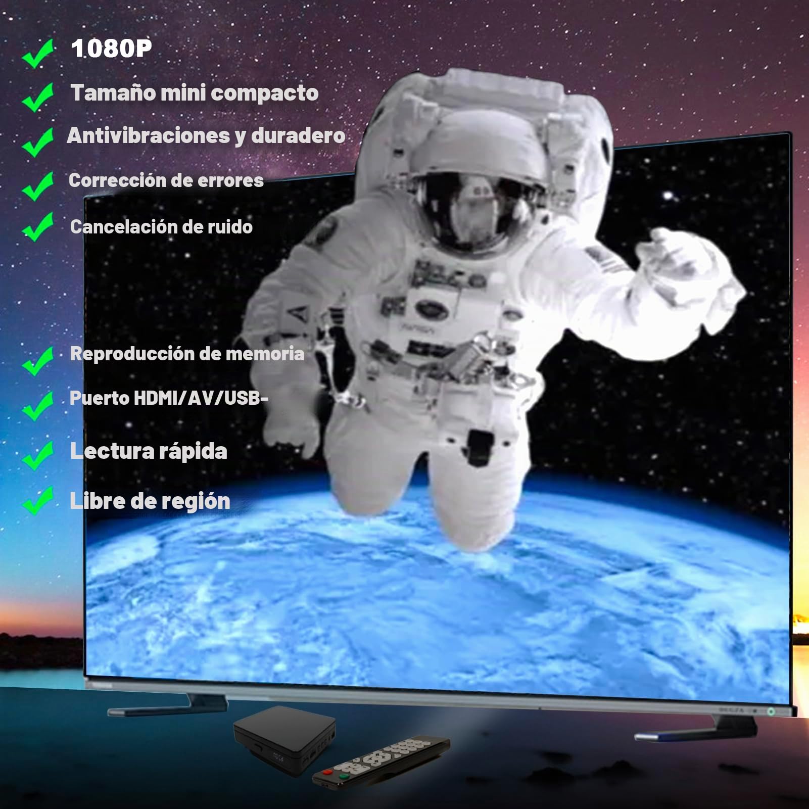 VATI Mini Reproductor de DVD y CD para TV y Hogar - Compacto HD 1080P con Cables RCA/HDMI, Control Remoto, Memoria de Punto