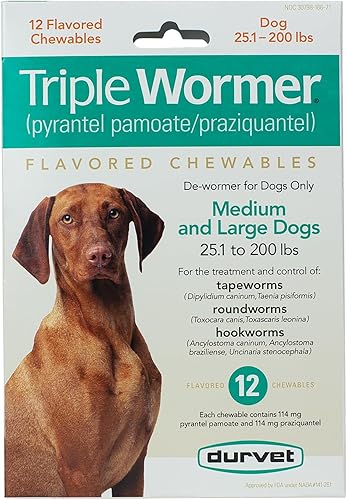 Triple Wormer, desparasitante para perros medianos y grandes, 12 unidades