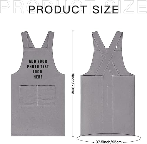 Miniatura 6 de Delantal personalizado para hombres y mujeres delantal cruzado sin lazo para trabajo de jardinería