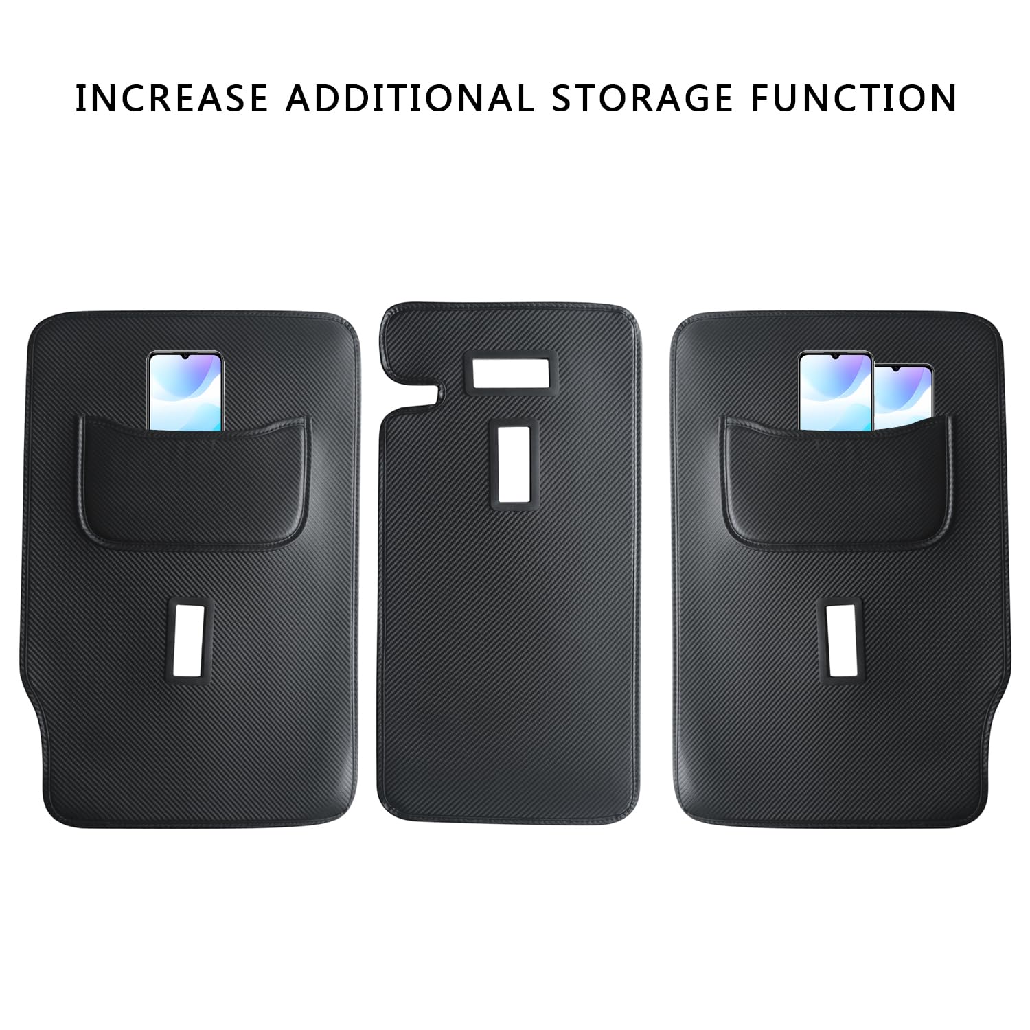 TOPABYTE Achterbankhoes voor Tesla Model Y 2020-2024, tweede rij stoelen, rugleuningbescherming, all-weather, beschermmatten voor de 2e rij, accessoires, koolstofvezel, 3 stuks