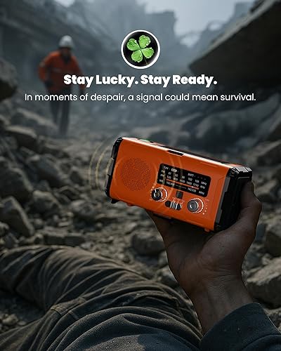 Miniatura 7 de Radio meteorológica de emergencia NOAA AM FM con banco de energía de 10000 mAh y arrancador de fuego, solarmanivela de manocarga rápida USB-C,