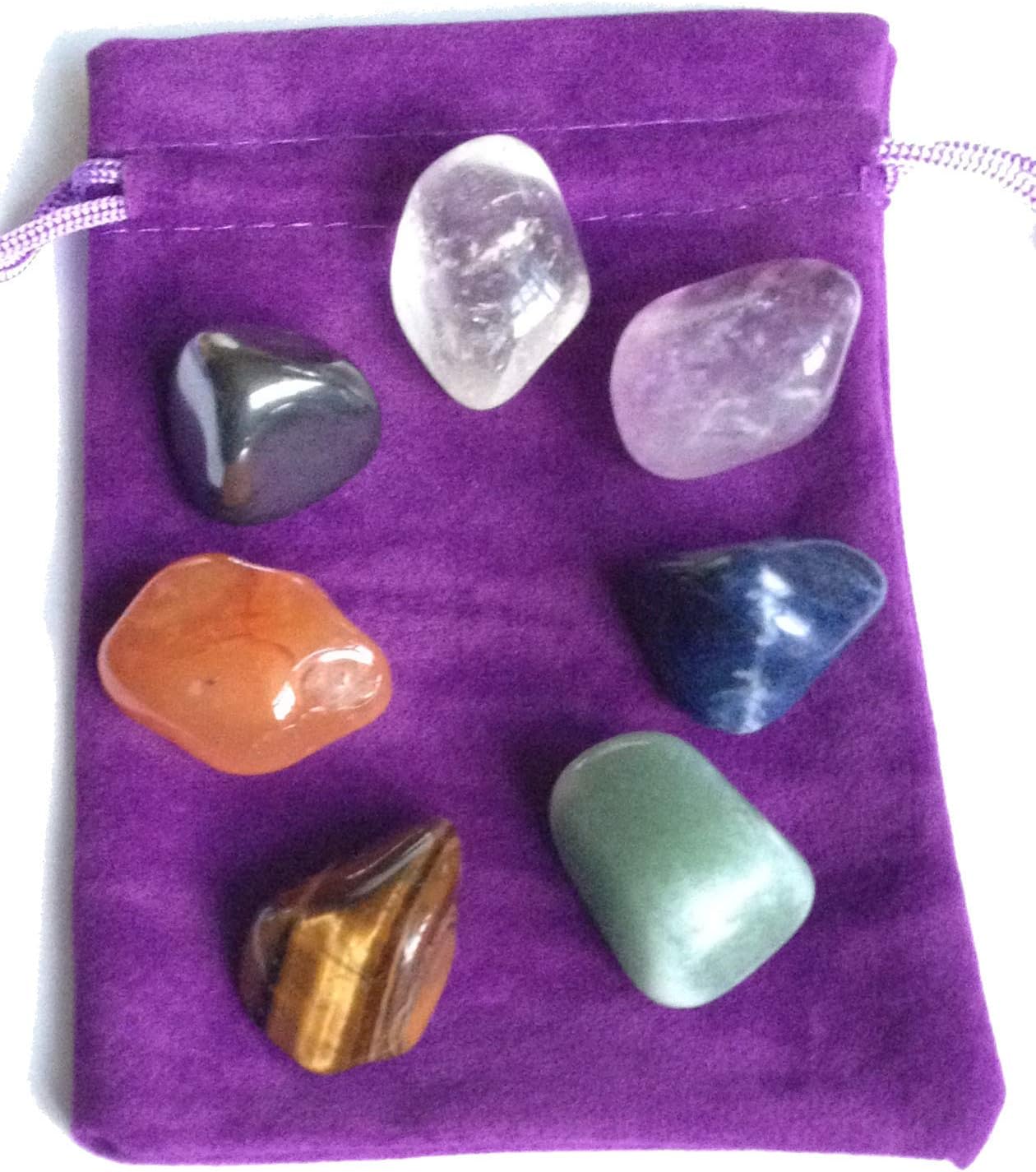 Crystal Healing Chakra Tumblestone Set, Reiki Charged, Balancing, Meditation, Grounding + Gift Bag
