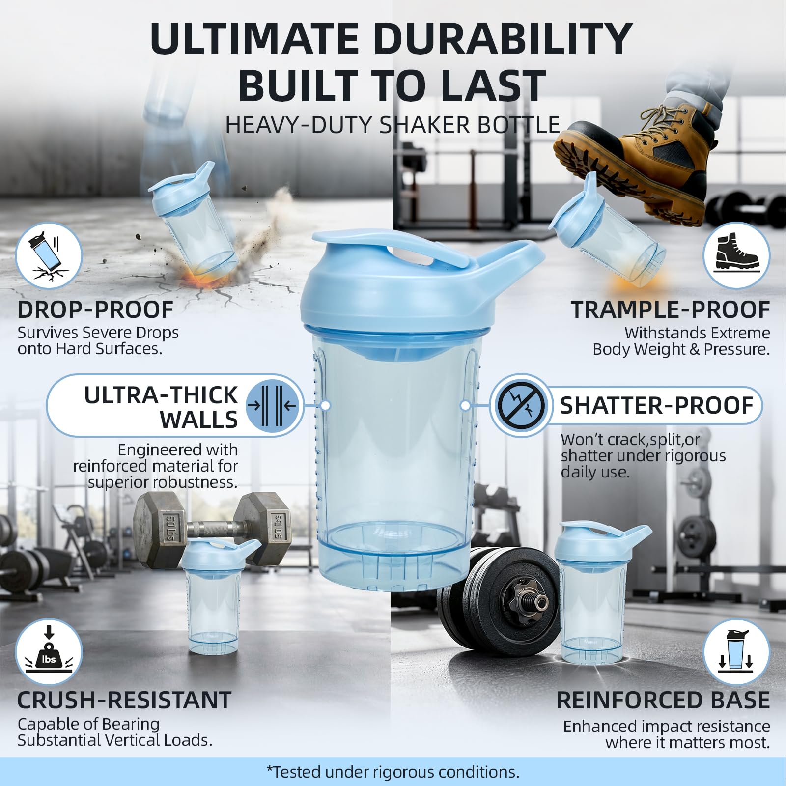 Protein Shaker Bottle 20oz, Leakproof Protein Shaker Cups for Gym, Fitness & Supplements, PETG Material(1 Pack, Blue) — Amazon image 7
