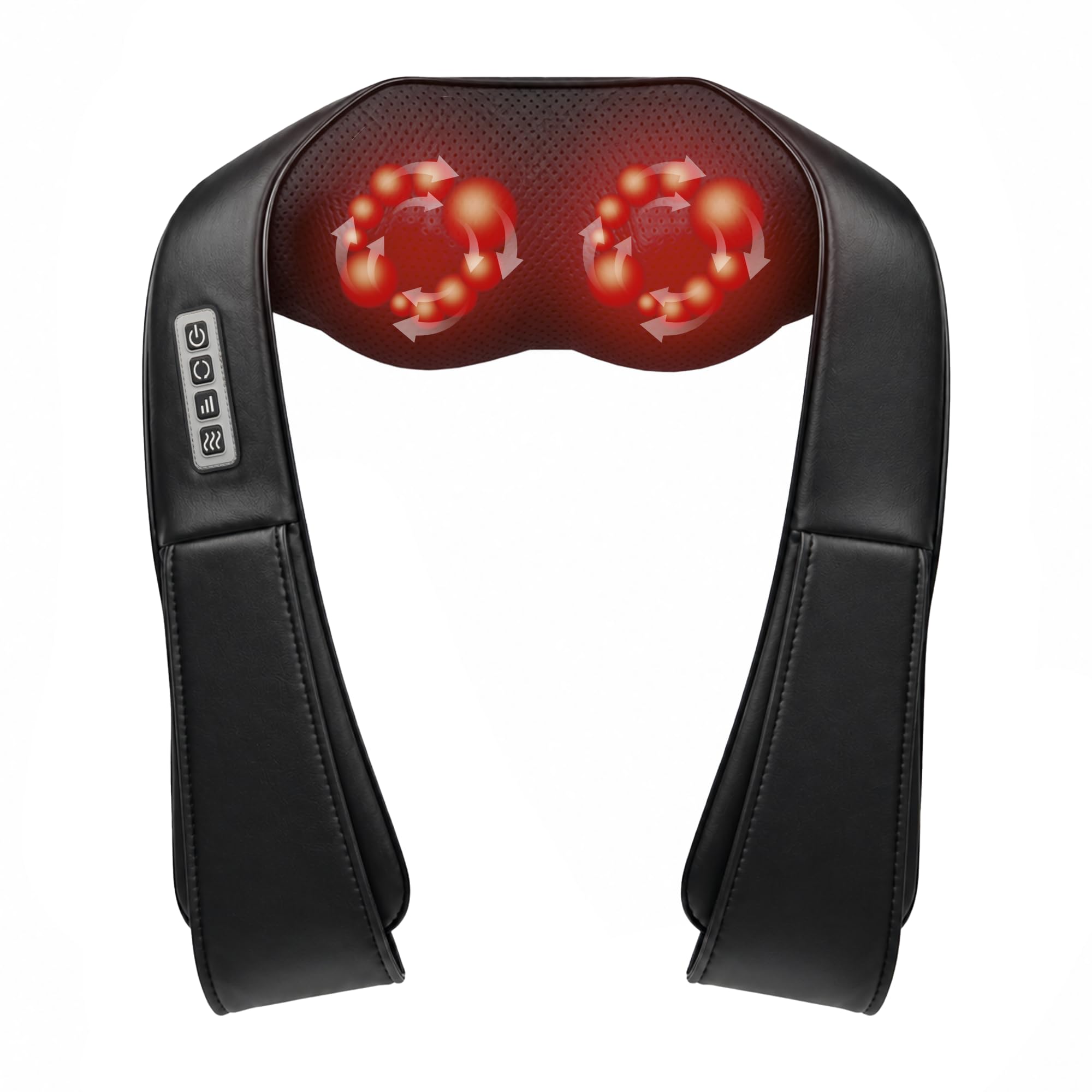 Real Relax Nackenmassagegerät mit Wärme, 3D Shiatsu Massagekissen für Nacken, Schulter, Rücken, Beine, 3 Intensitäten, Tragbar für Zuhause Büro, Geschenk für Frauen Männer - Schwarz