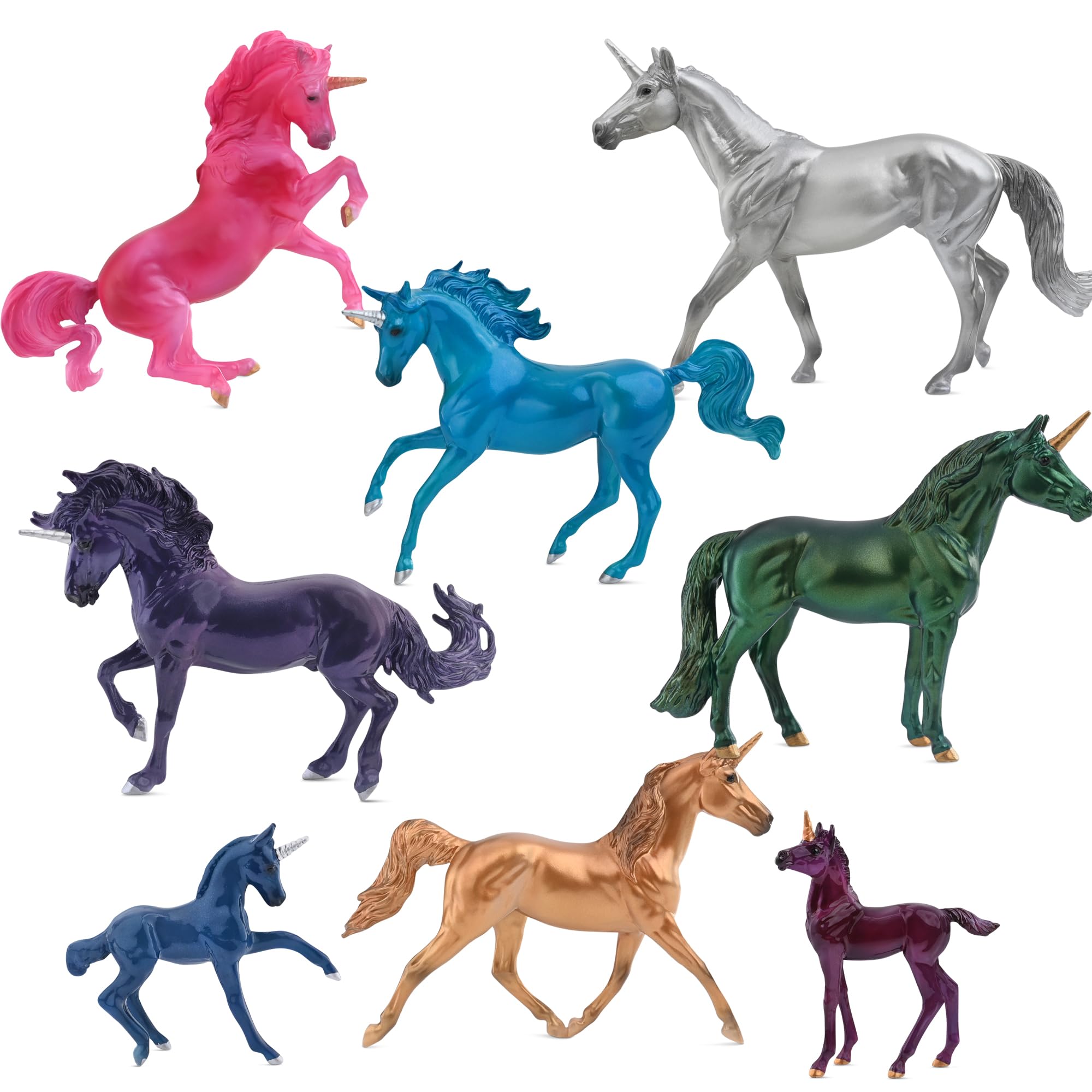 Breyer Pferde Stablemates Sparkling Splendor Deluxe Einhorn Set | 8 Einhorn Set | Einhorn Spielzeug | Pferdefiguren | 9,5 cm x 6,3 cm | Maßstab 1:32 | Modell #6937