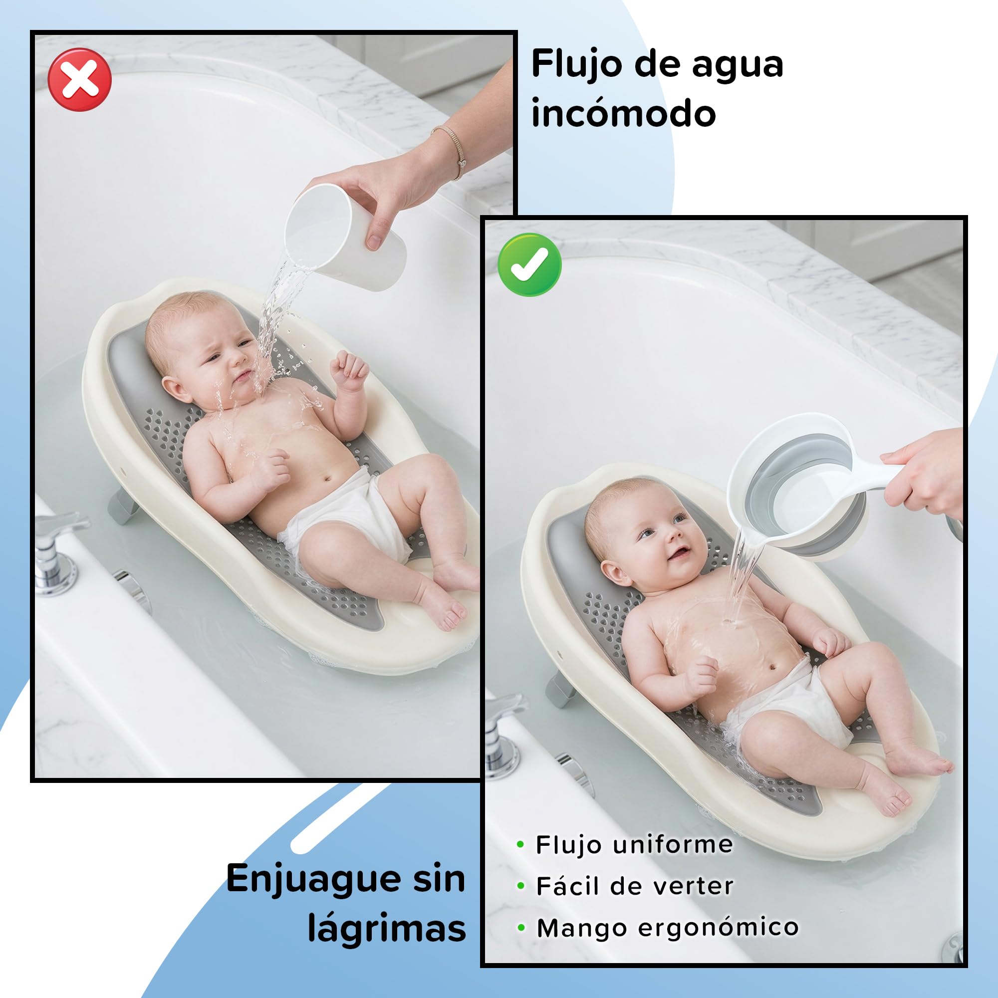 Bañera Bebe con Patas. Bañera Plegable Bebé con Silla Baño portatil Bañeras para Bebes Plegables con Soporte Metalico Antideslizante Tubo de Desagüe y Aclarador para Bebe