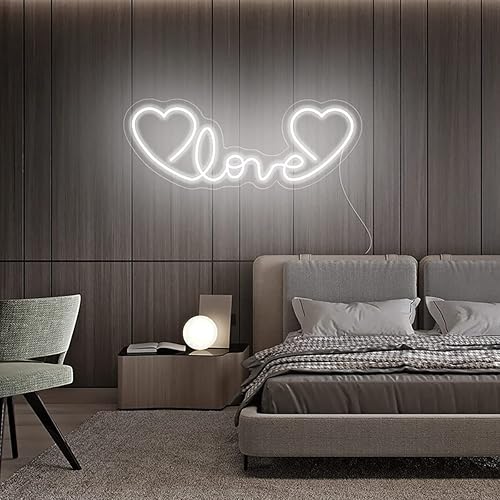 Miniatura 3 de Letrero de neón LED blanco con corazón de amor para boda, proponer matrimonio, día de la madre, día de San Valentín, decoración de pared, regulable,