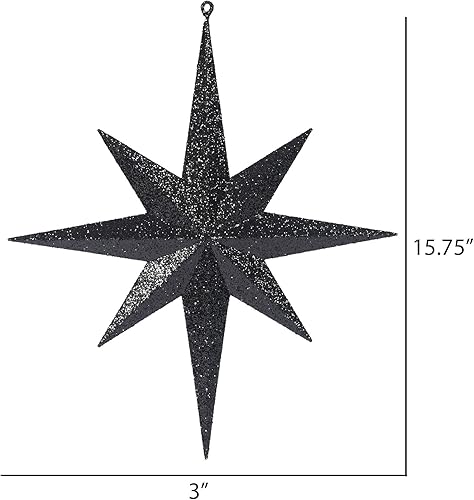 Vista 32 de Vickerman Adorno de Navidad de estrella de Belén con purpurina iridiscente de oro rosa de 8 pulgadas, 4 por caja