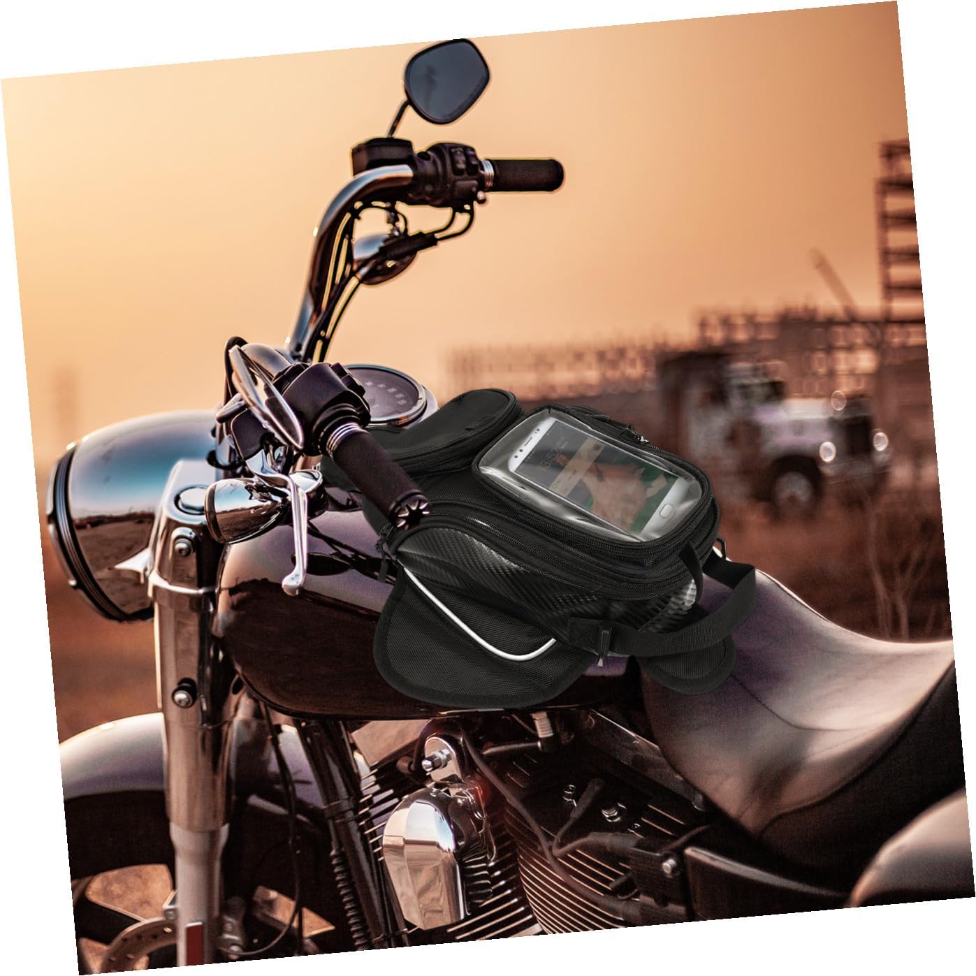 Large Capacity Motorcycle Tank Bag with Magnetic Attachment Wear-resistant Tool Storage for Outdoor Riding Transparent Phone Holder for Navigation Motorbike Accessory