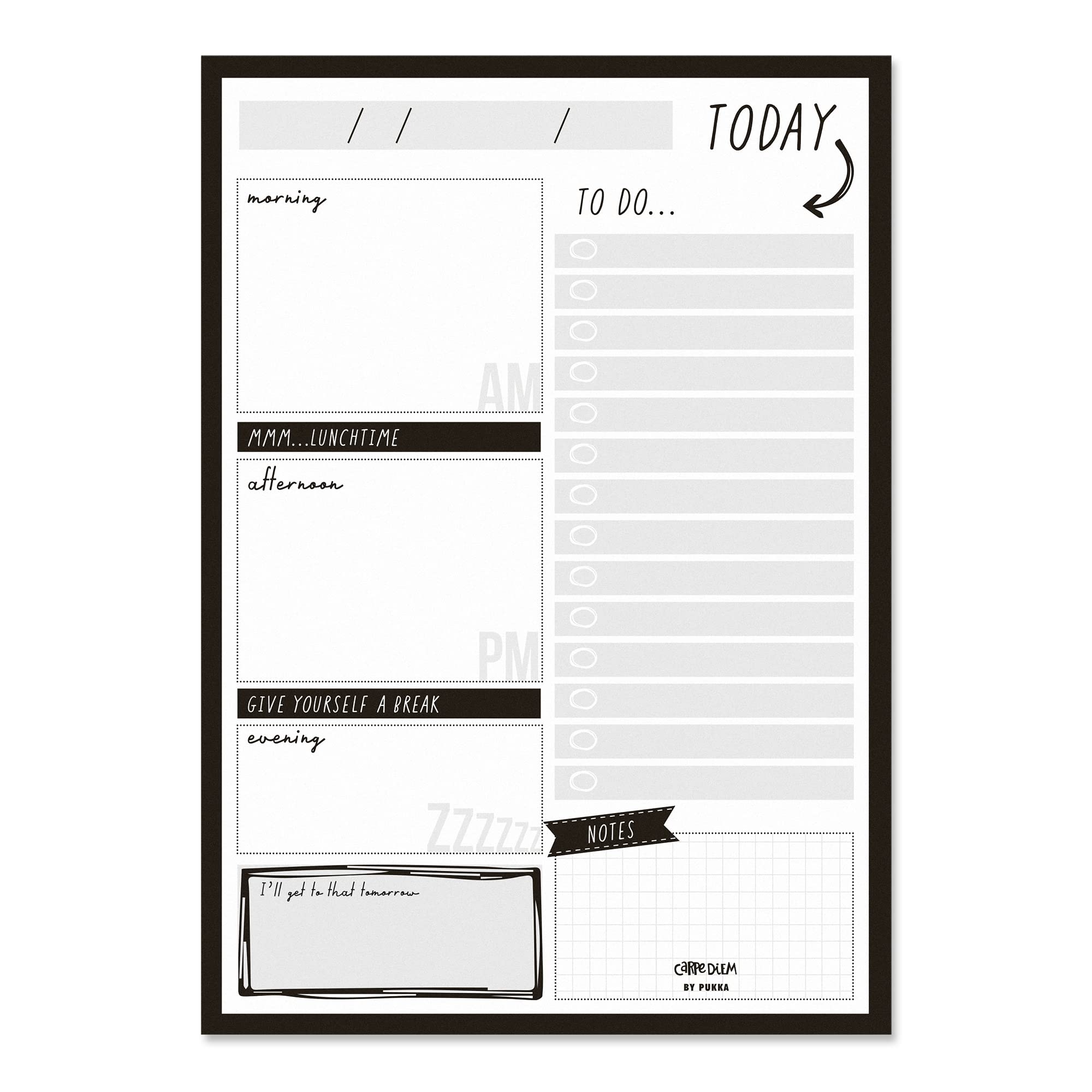 Pukka Pad, Carpe Diem Daily Desk Planner Pad with 60 Tear-Off Sheets of 100GSM Paper