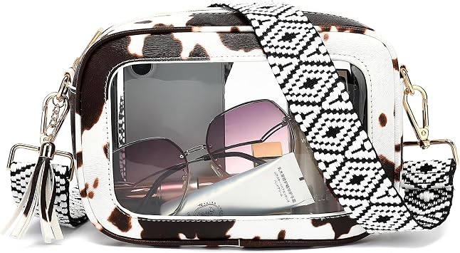 LOXOMU Clear Crossbody Bag Stadium Approved - Waterproof Clear Purses for Women Stadium Bag with Adjustable Guitar Strap