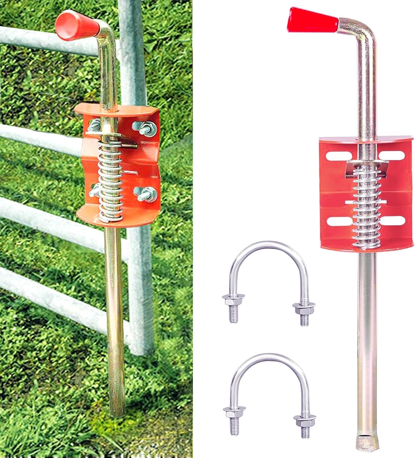 Farm Cattle Fence Gate Anchor Cane Bolt 17in Cane Bolt Drop Stop Rod Heavy Metal Lock Latch for Tube Gate