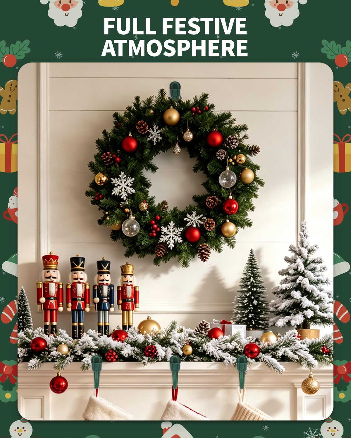 6 Pcs Christmas Garland Hangers for Mantle, Christmas Decorations