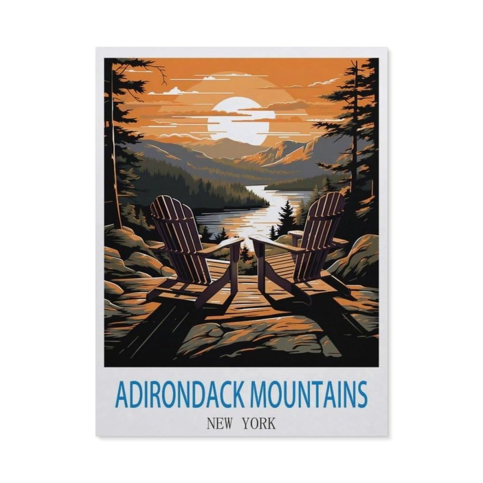 BEAYODKP DIY Diamond Painting，Adirondack Mountains New York，Cross Stitch Full Drill 5D Embroidery Mosaic Wall Decor Art（50 x 60 cm/19.68 x 23.62 inches）-CM49