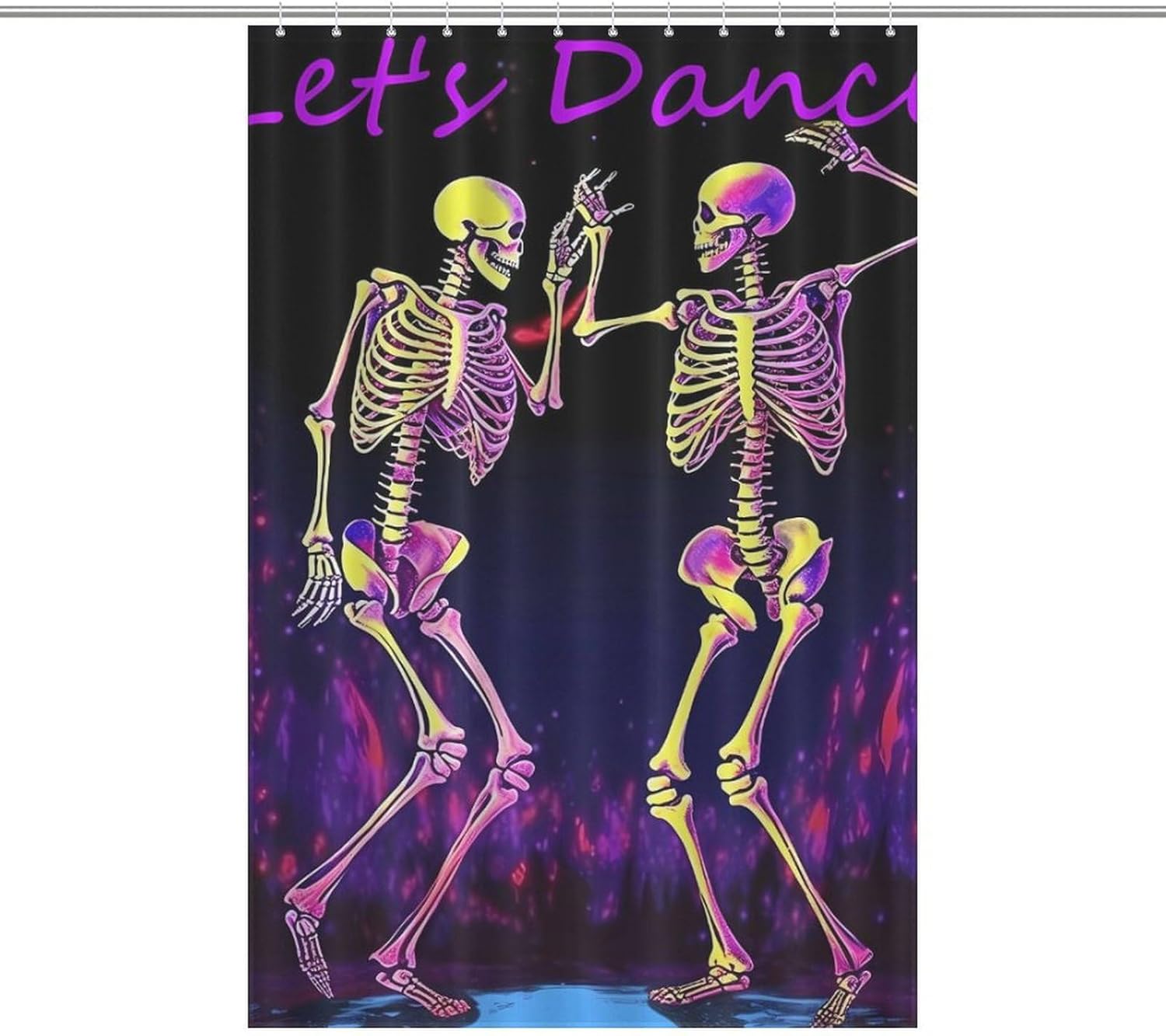 Dancing Skeleton Lovers Funny Shower Curtains Washable Bath Curtain Liner with Hooks for Bathroom Bath Tubs