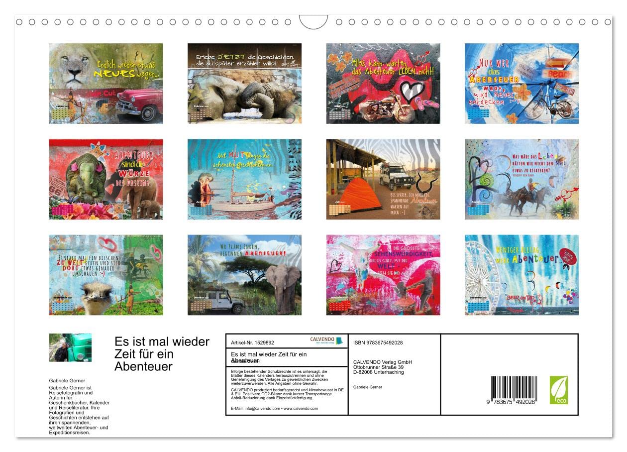 Amazon.com: It's time for an adventure again (Wall Calendar 2024 DIN A3  Landscape), CALVENDO 12 Month Wall Calendar : Everything Else