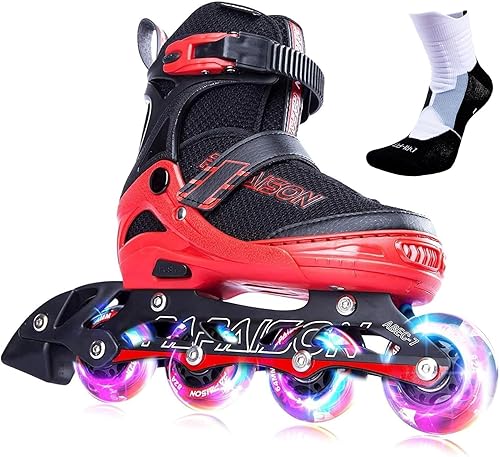 Miniatura 11 de PAPAISON Patines en línea ajustables para niños y adultos con ruedas completamente iluminadas, patines de ruedas para exteriores para niñas y niños