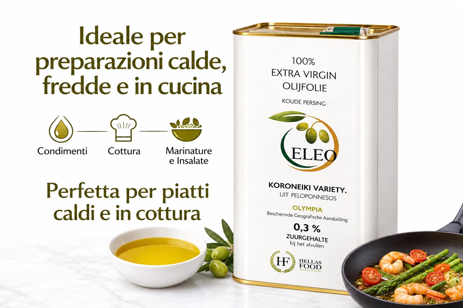ELEO - Olio Extravergine di Oliva Olympia 5 Litri - Estratto a Freddo