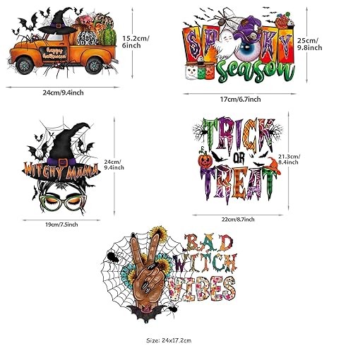 Miniatura 2 de Transferencias para planchar para camisas, calcomanías de transferencia de calor de Halloween, parches para planchar con telaraña, murciélagos,