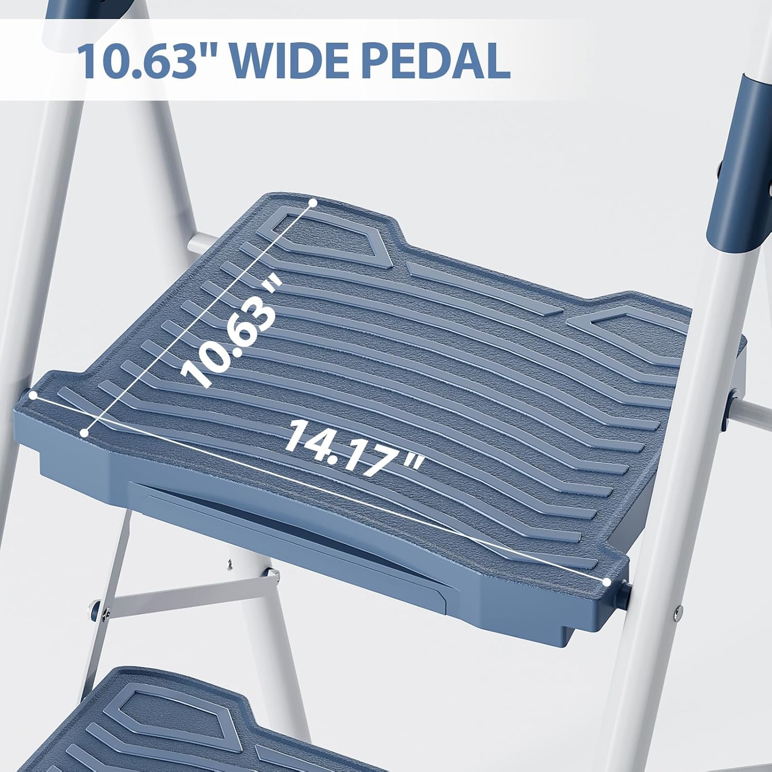 KINGRACK 3 Step Ladder, Folding Step Ladder with Anti-Slip Wide Pedal and Handrails, Foldable Stepladder Step Stool for Adults, Pass 900LBS Testing, for Home Garage Garden, Blue - Image 2