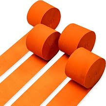 PartyWoo Orange Crepe Paper Streamers 4pcs 328 FT Orange Crepe Paper