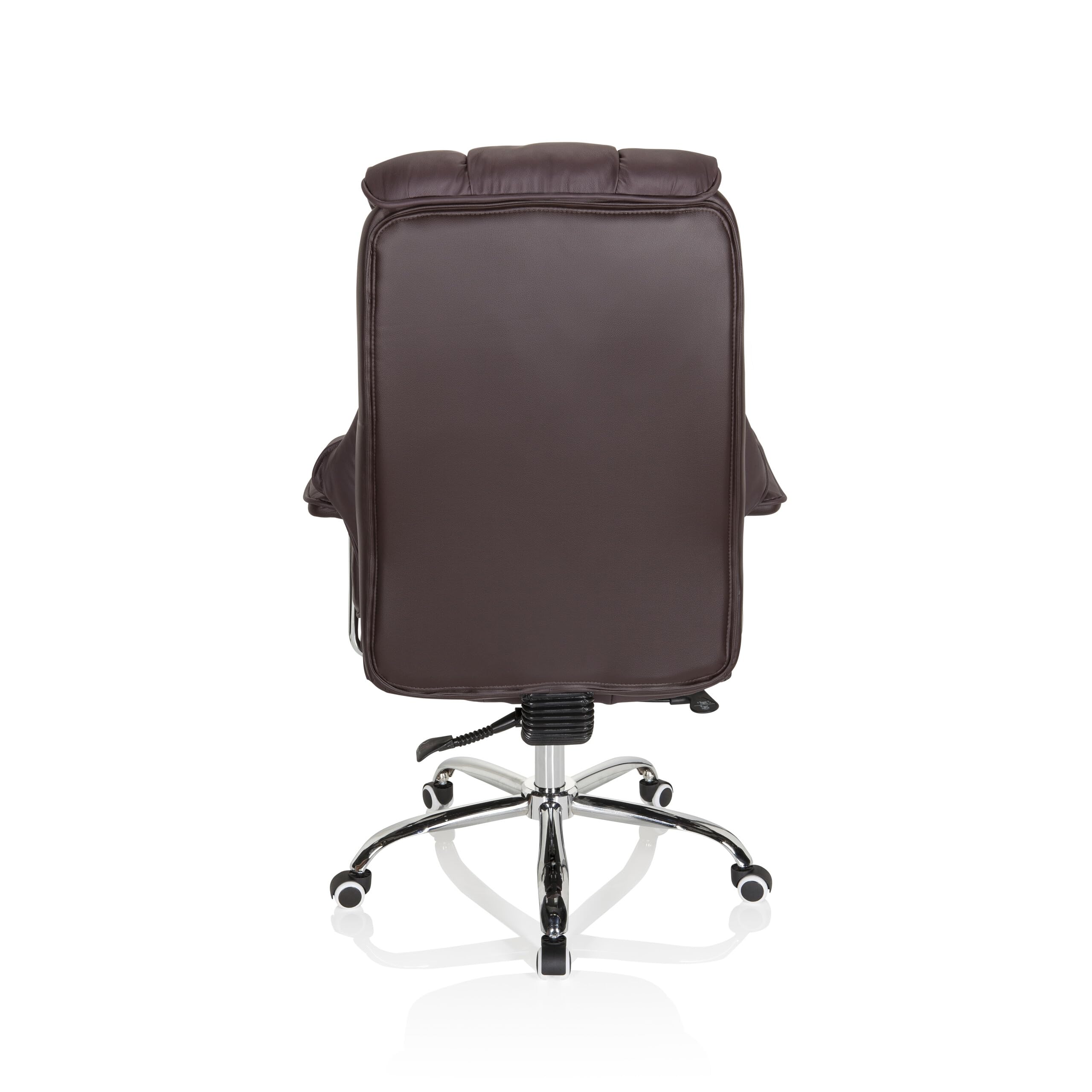 hjh OFFICE 706815 XXL Chefsessel Commander Kunstleder Braun Bürosessel dick gepolstert, Wippfunktion, hohe Rückenlehne