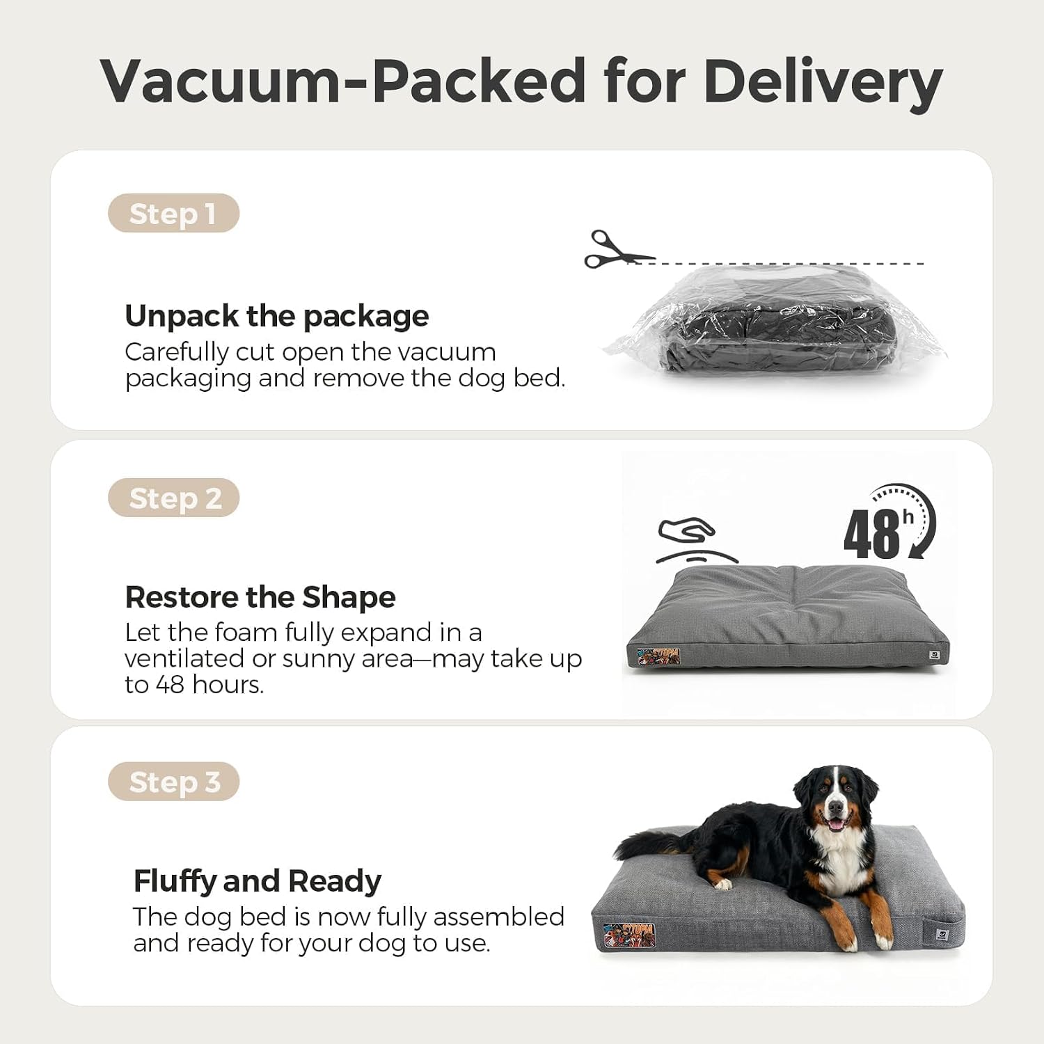 Sytopia 47 Inch Durable Indestructible Dog Beds for XXL Dogs, Chew Proof Waterproof Pet Crate Pad with Machine Washable Removable Cover, Great for Indoor, Outdoor, Crate, Patio Use, Grey