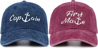 Captain Hat & First Mate | Boat Captains Hat Embroidered Matching Caps | Boat Accessories | Boating Gifts