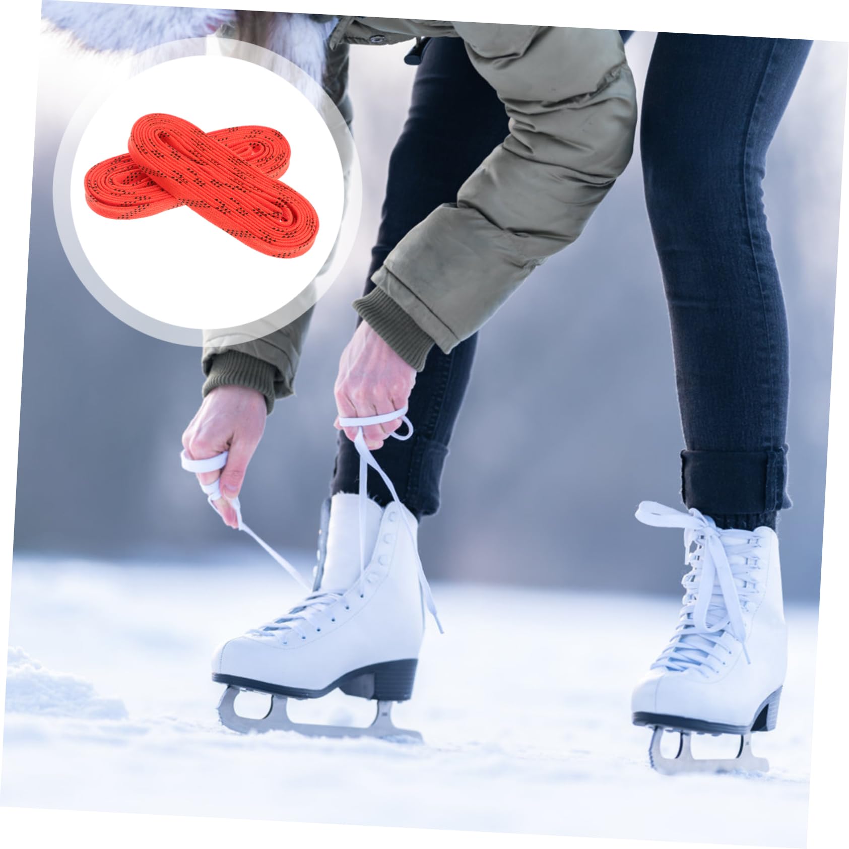 TOYANDONA Lacets Cirés pour Patins de Hockey et Chaussures de Ski, Orange 96 Pouces, Résistants Gel, pour Sports sur Glace et Neige