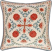 Vista 58 de patdrea Fundas de almohada de diseño floral vintage para sofá, fundas de almohada de lino marrón amarillo con patrón de pájaro y rosa, cojín