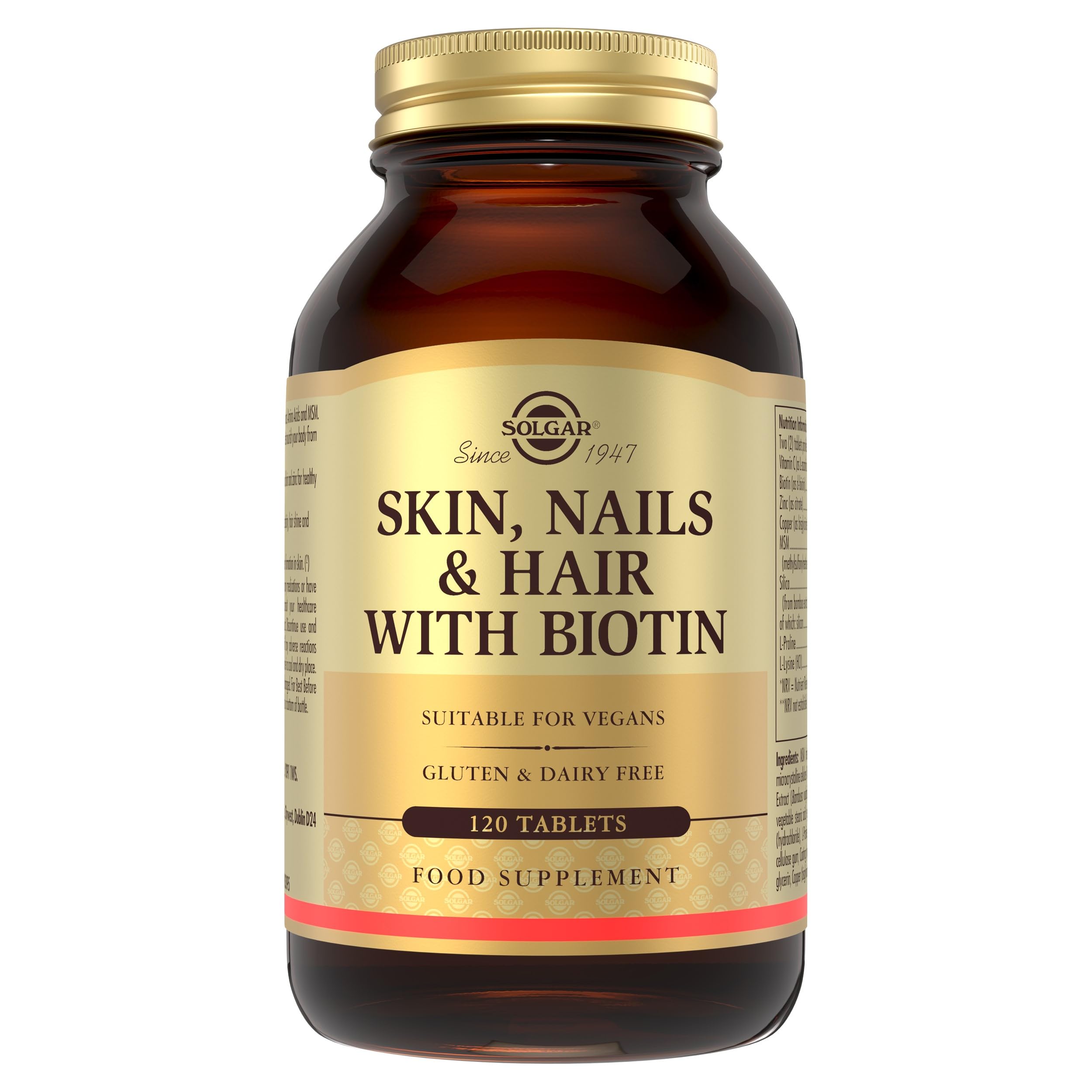 Skin, Nails and Hair, Improved MSM Formula, To Help Build Collagen With Vitamin C, Vegan, Light Brown, Pack of 120, 310 g