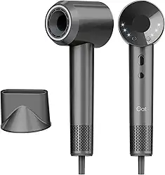 Gat Secador de Cabelo de Alta Velocidade com Íons Negativos, Alta Potência para Secagem Rápida, Controle Inteligente de Temperatura, 3 Níveis de Velocidade, Anti-Frizz, Leve e Portátil, com Bico Concentrador, Ideal para Uso Doméstico e Viagens (PRETO, 220V)