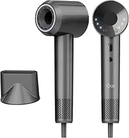Gat Secador de Cabelo de Alta Velocidade com Íons Negativos, Alta Potência para Secagem Rápida, Controle Inteligente de Temperatura, 3 Níveis de Velocidade, Anti-Frizz, Leve e Portátil, com Bico Concentrador, Ideal para Uso Doméstico e Viagens (PRETO, 220V)