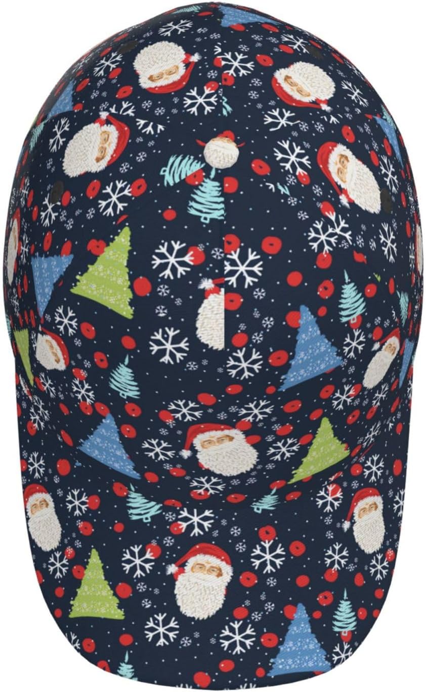 Christmas Snowflakes Flat Baseball Cap Xmas Golf Hat Adjustable Snapback Hat Red Plaid Cap Hats for Men Women