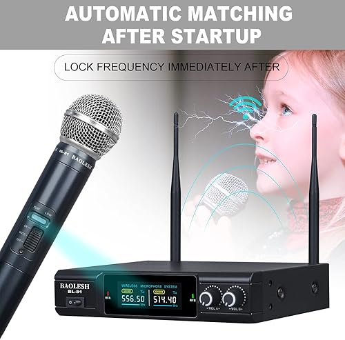 Miniatura 5 de Sistema de micrófono inalámbrico UHF con dos canales, perfecto para karaoke, reuniones, fiestas, iglesia, DJ y bodas - Rango de frecuencia: