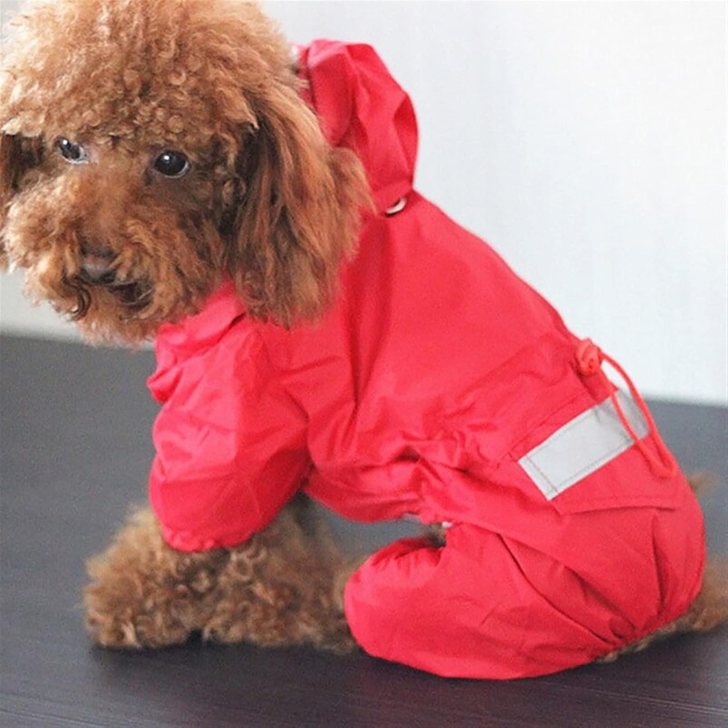 Dog Raincoats Pet Dog Waterproof Raincoat Bodysuit Reflective Raincoat Sunscreen Dog Outdoor Clothes Coat Small Dog pet Products Dog Raincoat (Color : Rd, Size : X-Small)