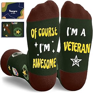 HAPPYPOP Military Gifts for Men - Army, Navy, Air Force, Marine Corps Socks for Veterans Day