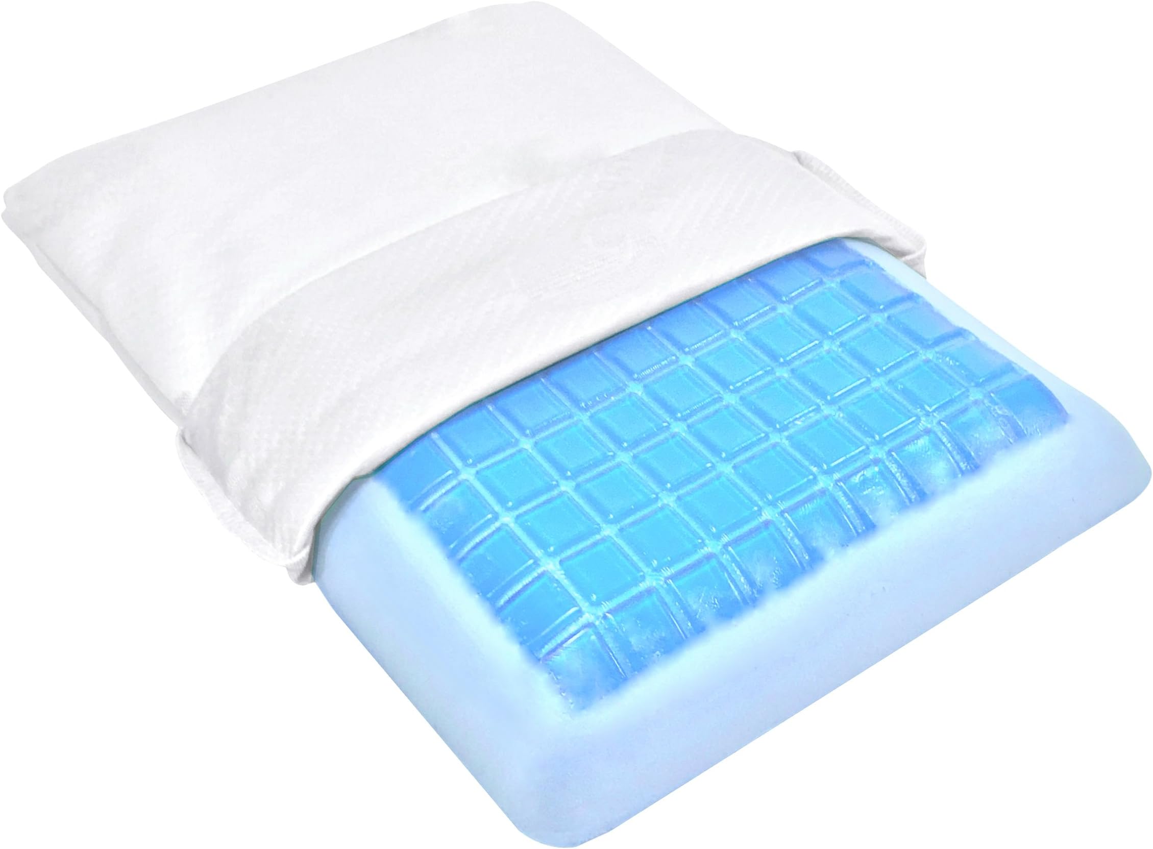 Bluewave Bedding Ultra Slim Max Cool Gel Memory Foam Pillow for Stomach Sleepers (Standard, Half Pillow)
