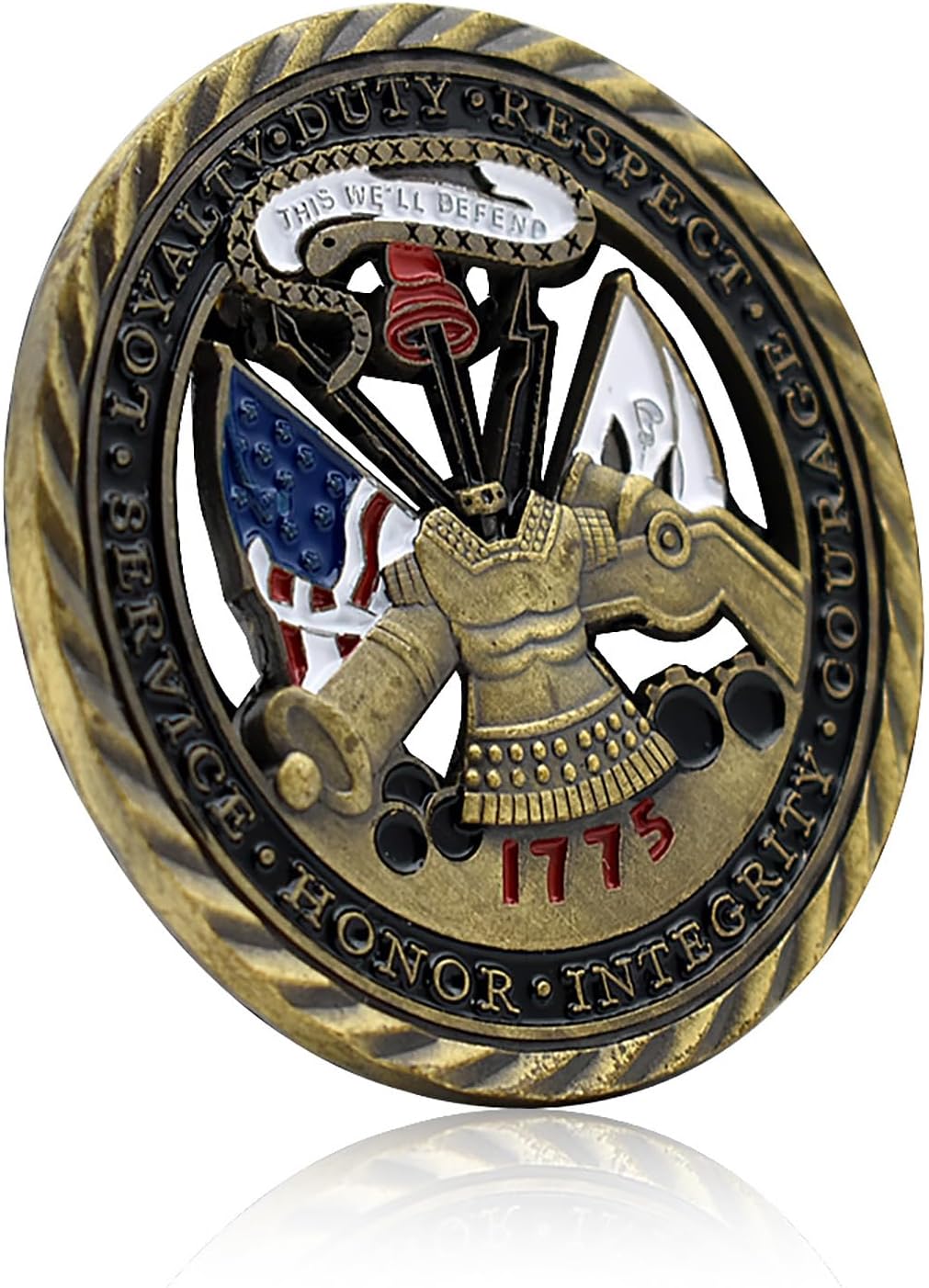 US Army Challenge Coin - 1.57 Inch Military Coin with 'This We'll Defend' and Army Values, for Veterans and Military Enthusiasts